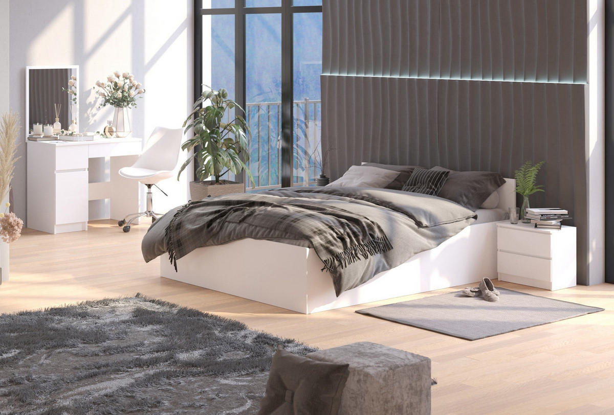 MĂSUȚĂ de machiaj cu oglindă - alb, compozit lemnos (90/142/50cm) - RAUMHIRSCH FURNITURE