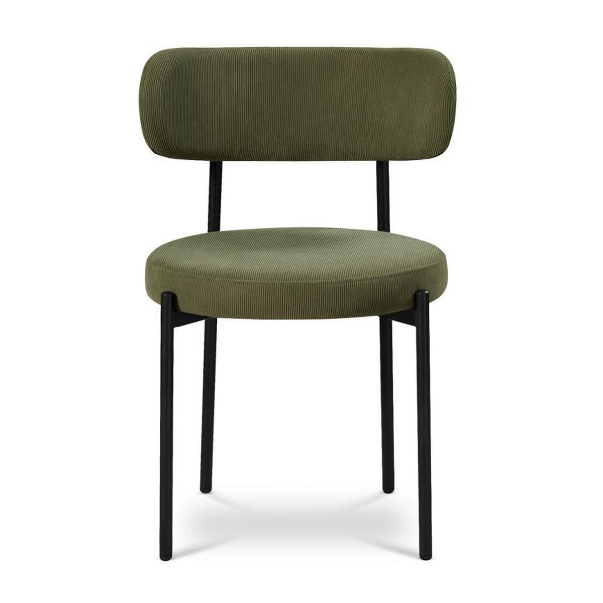 STÜLE 2er-Set Iris moderne aus khakifarbenem Cord - Schwarz/Grün, Textil/Metall (53.5/79/51cm) - Sicaan