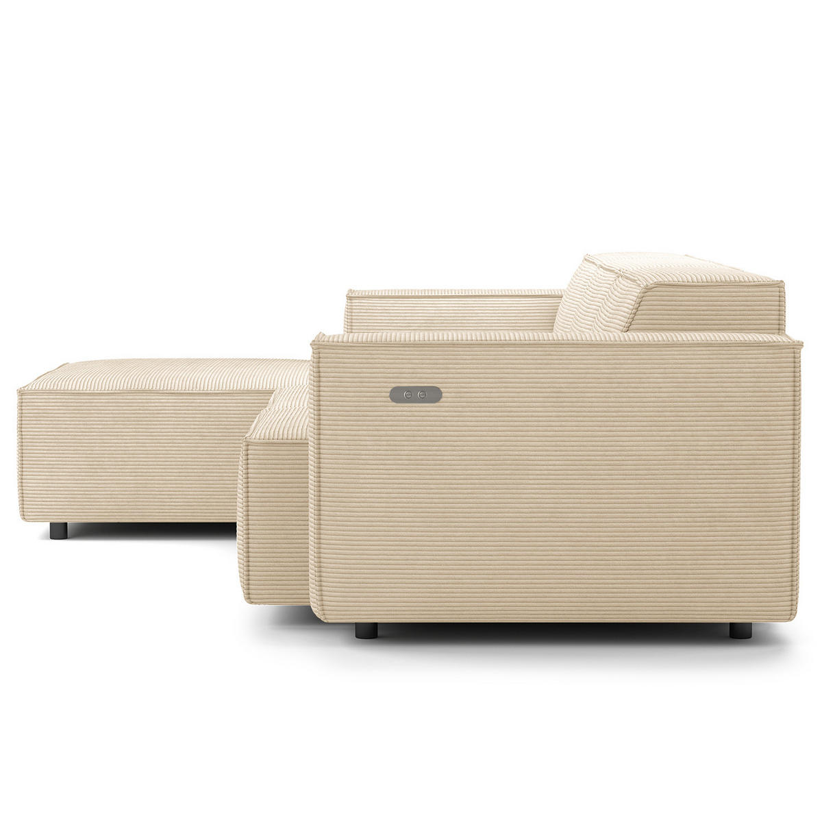 ECKSOFA mit Longchair - Beige/Schwarz, Kunststoff/Textil (260/177cm) - home24