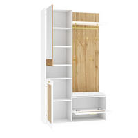 GARDEROBENSET 110/38/190 cm aus MDF und Spanplatte mit Spiegel und LED-Beleuchtung Weiß/Holzoptik - Weiß, Holzwerkstoff (38/190/110cm) - Modenvie