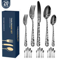 BESTECKSET 20-teilig Edelstahl - Schwarz, Metall - Authentics