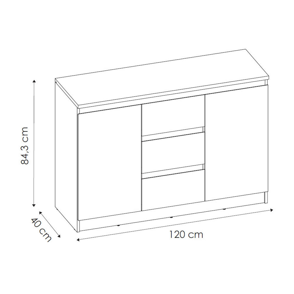 KOMMODE City weiß 120 / 40 / 84cm - Weiß, Holz/Holzwerkstoff (120/84/40cm) - Feldmann-Wohnen
