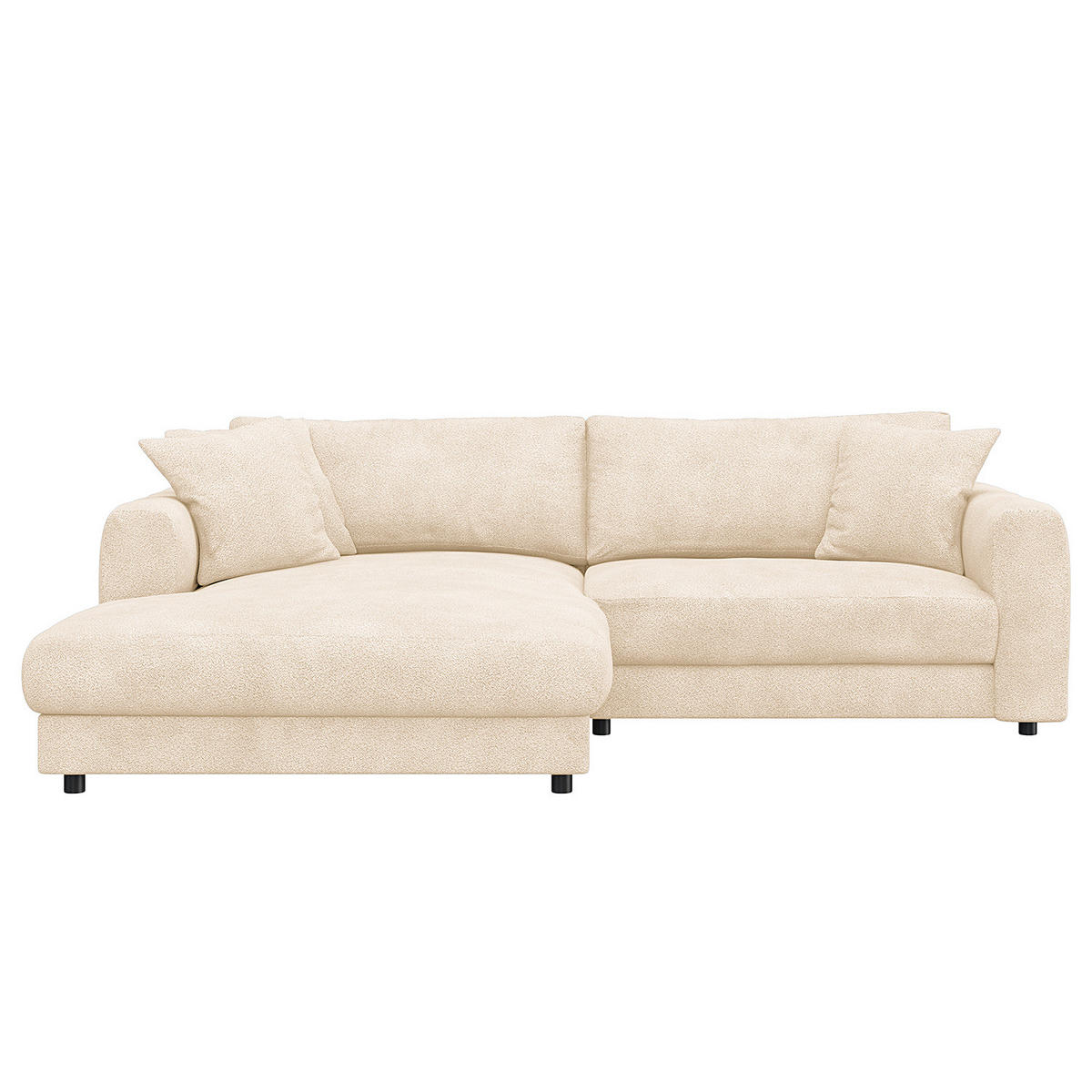 ECKSOFA mit Longchair - Beige/Schwarz, Holz/Kunststoff (238/183cm) - home24