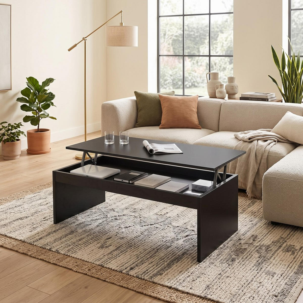 COUCHTISCH Klapptisch DARWIN 100x50cm / Schwarz - Schwarz, Holzwerkstoff (100/50/43cm) - Weber Industries