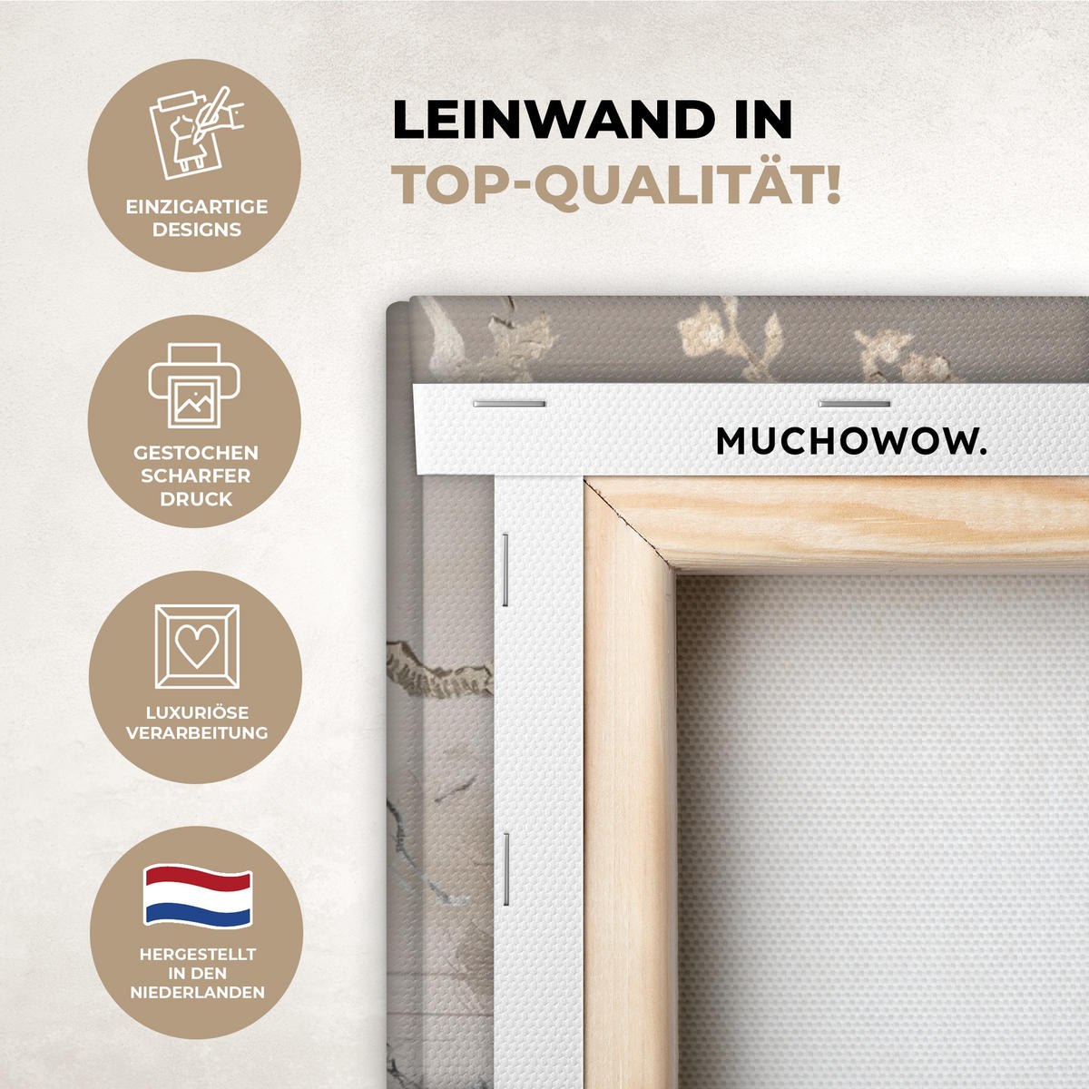 LEINWANDBILD Mandelblüte - Kunst - Van Gogh - Beige - Abstrakt 50x50 cm - Braun, Textil (50/50cm) - MuchoWow