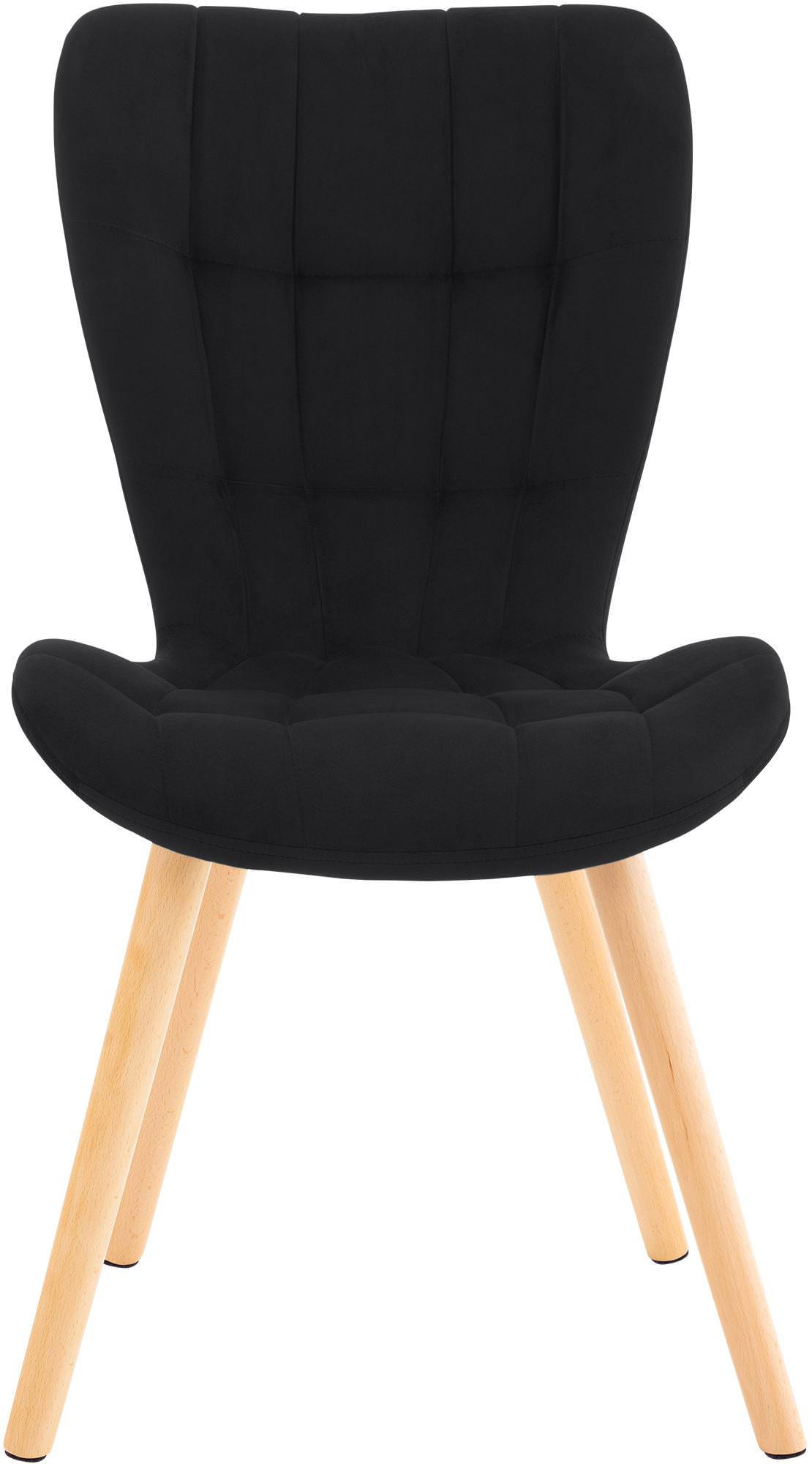 STUHL 2er Set Samt schwarz - Eukalyptusholzfarben/Schwarz, Holz/Textil (50/88/63cm) - CLP