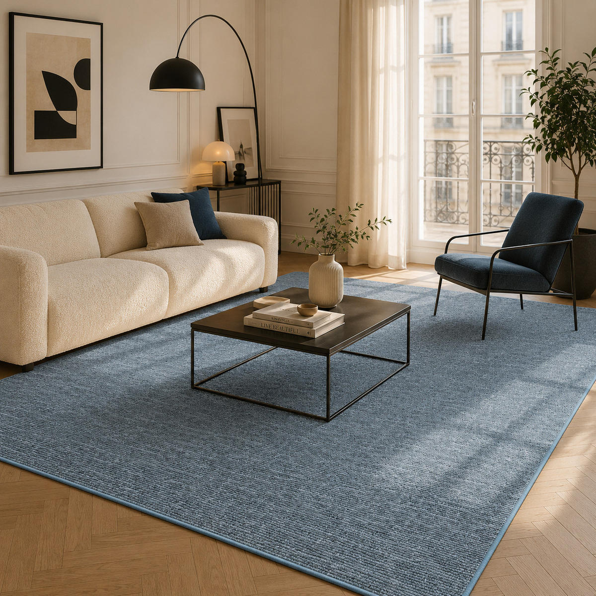 SCHLINGEN DESIGNER TEPPICH NIVA - Blau, Textil (200/200cm) - Snapstyle