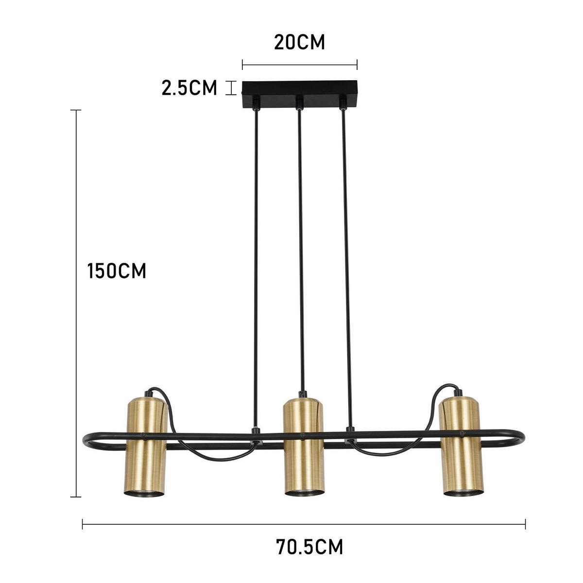 PENDELLEUCHTE Matthew 70/10/160 cm - Bronzefarben, Metall (70/10/160cm) - ZMH