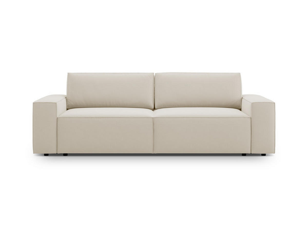 SOFA ausklappbar mit Bettkasten Jodie aus Samt dunkelbeige 3 Sitzplätze - Mokka, Textil (107/86/247cm) - Micadoni