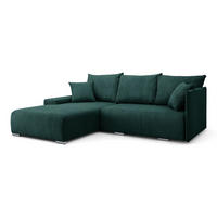 ECKSOFA LAVIO L mit Schlaffunktion und Bettzeugkasten Linke - Grün, Textil (246/188cm) - Lookway