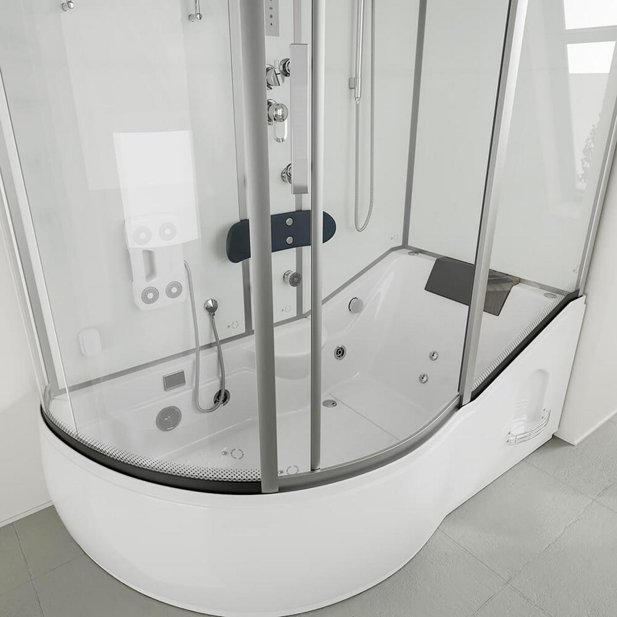 DAMPFDUSCHE ALLIN 4IN1 - Weiß, Links - Weiß, Glas (90cm) - Home Deluxe