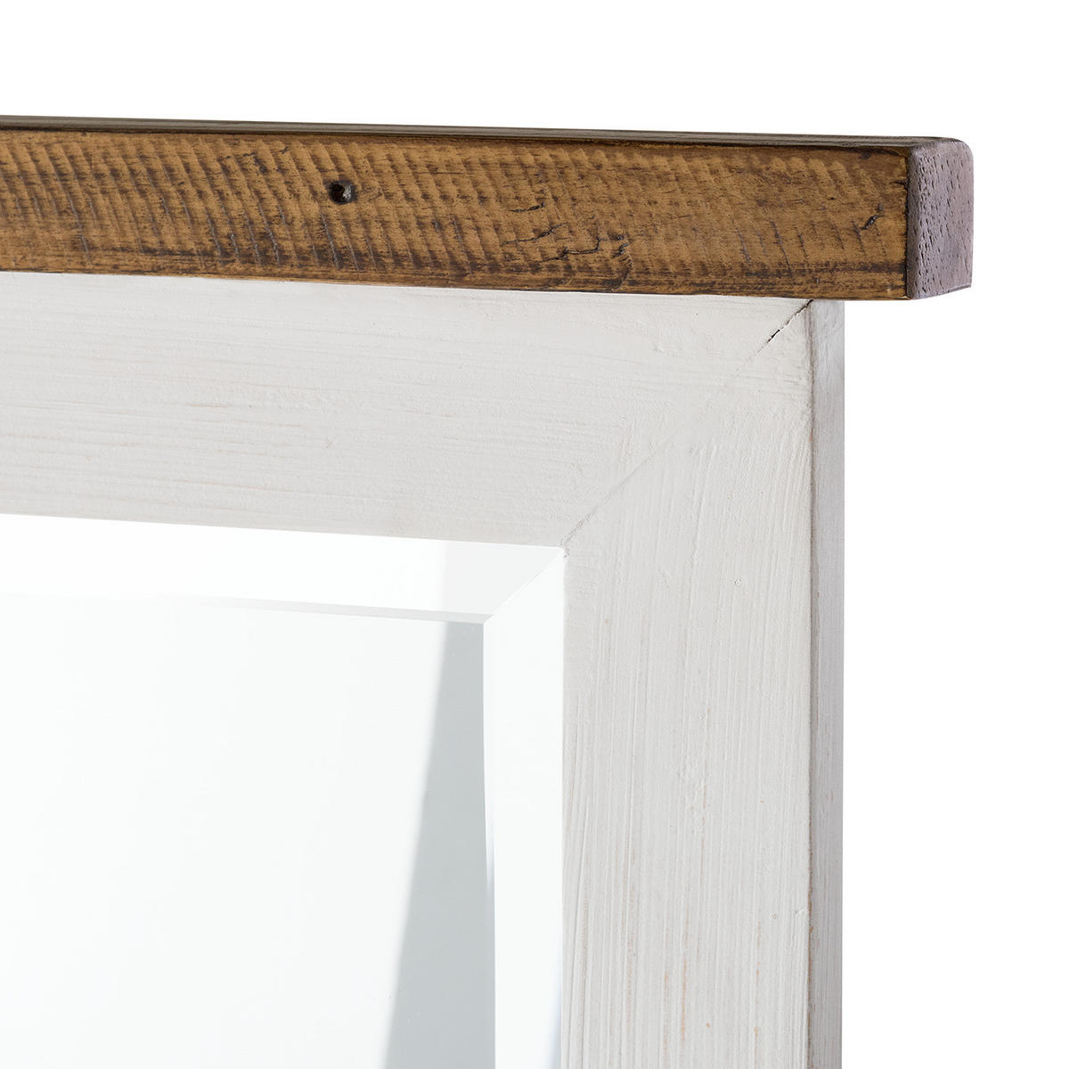 SPIEGEL - Kiefer massiv - Kiefer / Weiß - Weiß/Kieferfarben, Holz (65/149/6cm) - home24