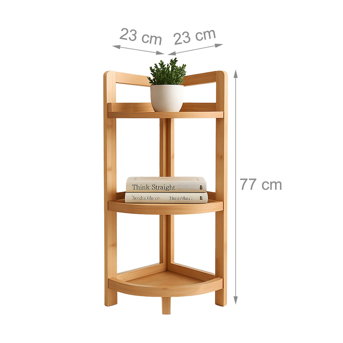 ECKREGAL Natur Bambus 3 Ablagen 77x23x23 cm - Hellbraun, Holz/Holzwerkstoff (23/77/23cm) - Relaxdays