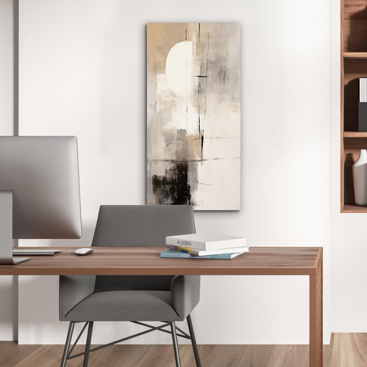 KOVOVÝ OBRAZ Abstraktné - Umenie - Sivé 40x80 cm - svetlosivá, kov (40/80cm) - MuchoWow