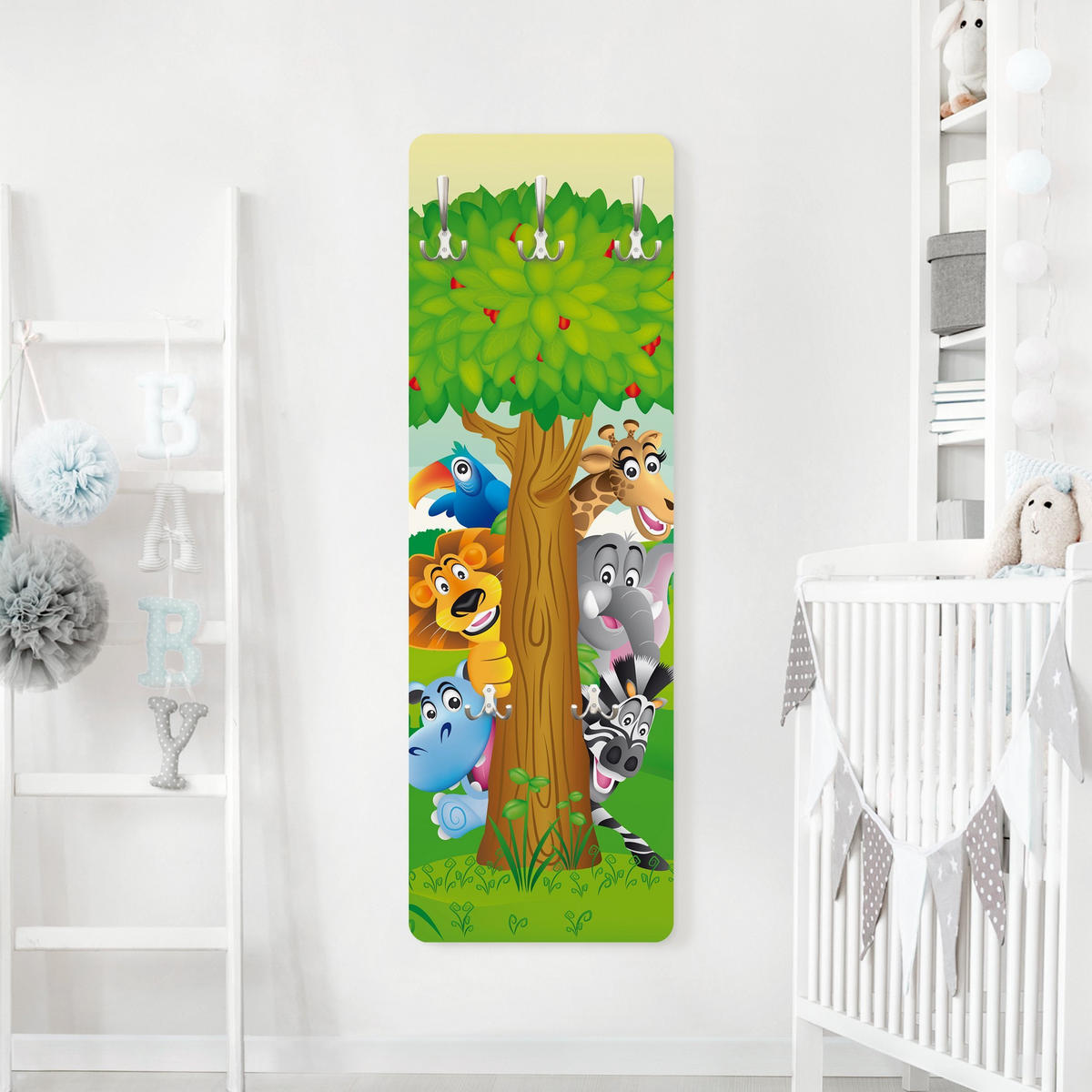 WANDGARDEROBE - No.BF1 Dschungeltiere 34/105 cm - Multicolor, Holzwerkstoff (34/105/1.6cm) - Bilderwelten