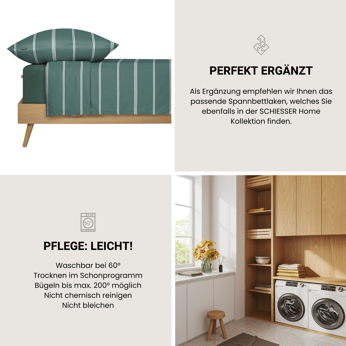 BETTWÄSCHESET Matteo - Renforcé - 2-teilig - 135 x 200 cm - Petrol - Petrol, Textil (135/200cm) - SCHIESSER