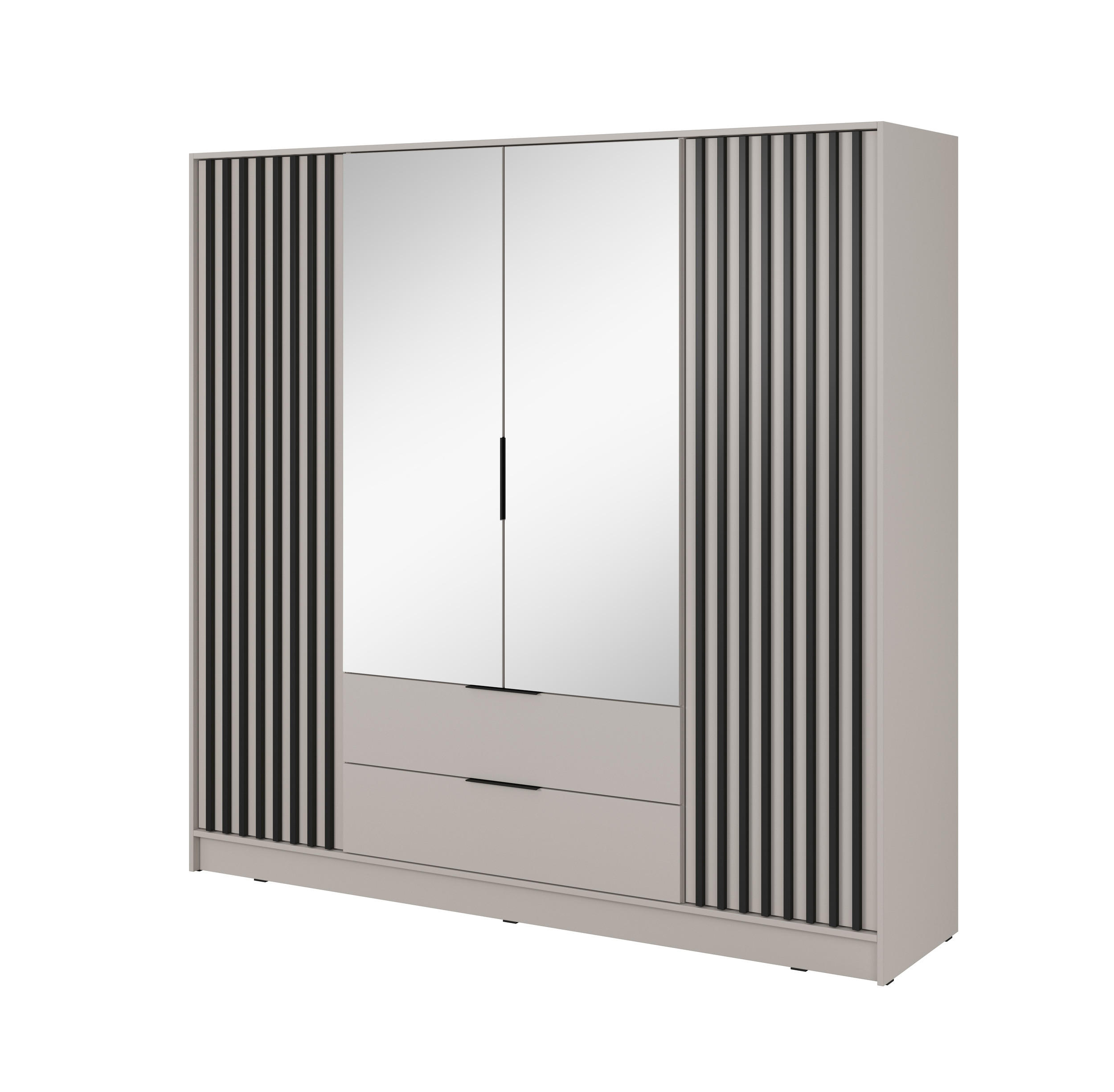 DREHTÜRENSCHRANK - John 4D mit Spiegiel - Kaschmir - Kaschmir, Holzwerkstoff (206/200/51cm) - Möblo