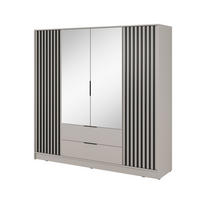 DREHTÜRENSCHRANK - John 4D mit Spiegiel - Kaschmir - Kaschmir, Holzwerkstoff (206/200/51cm) - Möblo