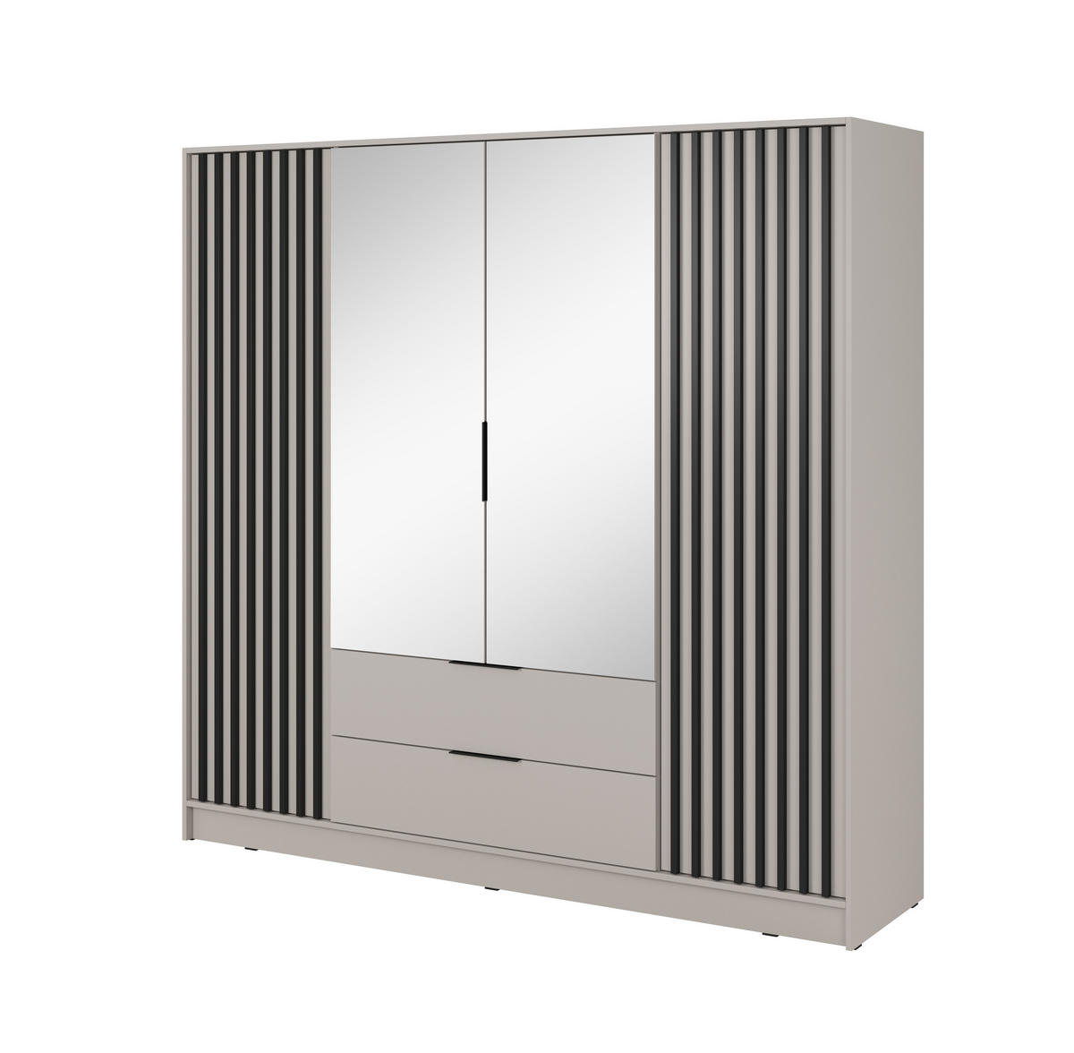 DREHTÜRENSCHRANK - John 4D mit Spiegiel - Kaschmir - Kaschmir, Holzwerkstoff (206/200/51cm) - Möblo