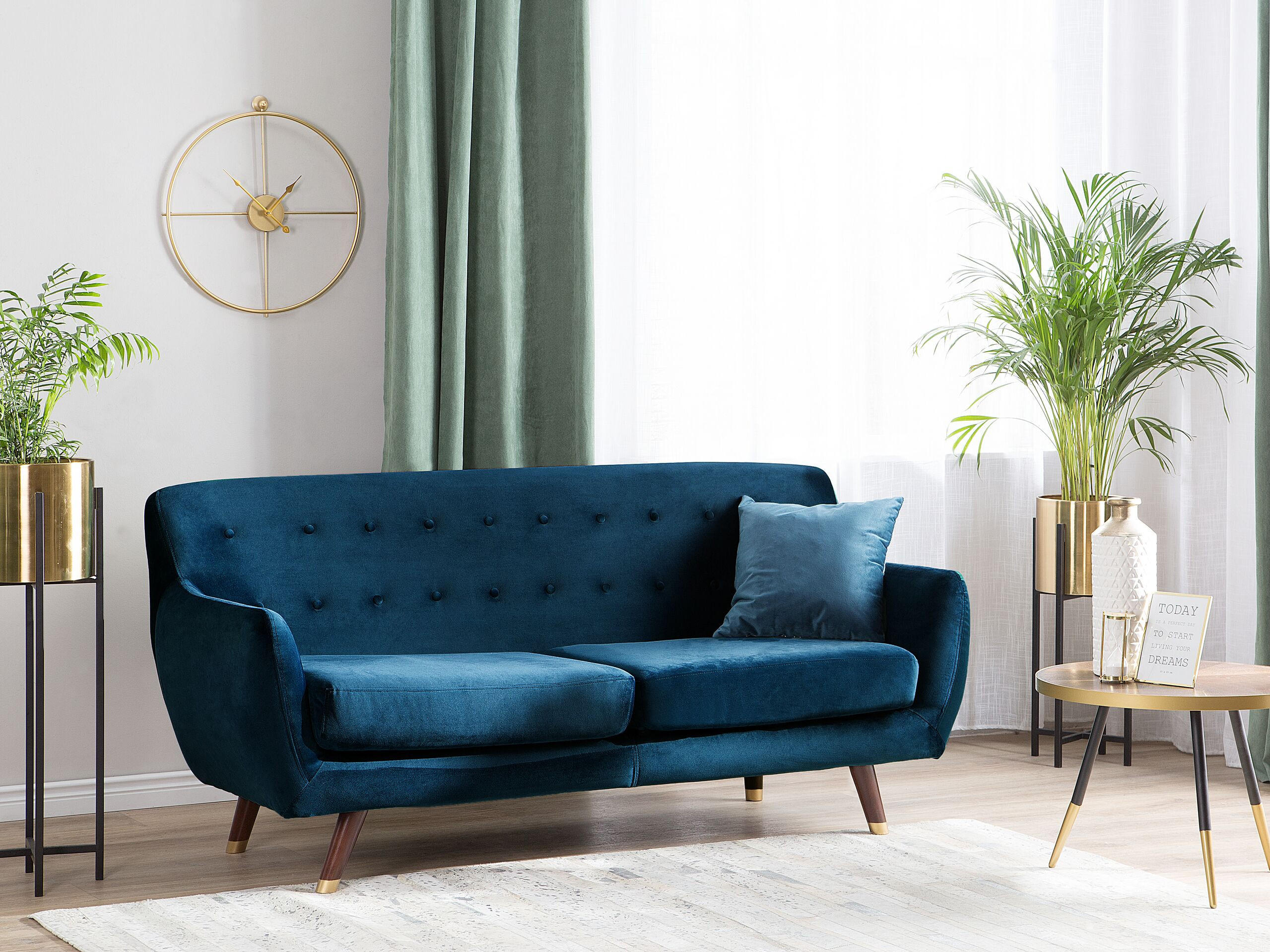 Thumbnail - Beliani 3-Sitzer-Sofa, Hellblau, Textil, 188x84x85 cm, Wohnzimmer, Sofas & Couches, Sofas, 3-Sitzer Sofas