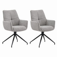 POLSTERSTUHL 2er-Set drehbar Grau Schwarz Metallgestell - Grau, Metall (50/85/48cm) - Meubliv