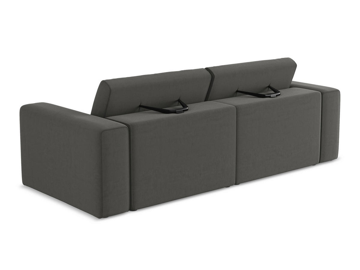 3-SITZER SOFA Samt Stoff Grau - Dunkelgrau/Schwarz, Kunststoff/Textil (224/80/103cm) - Makamii