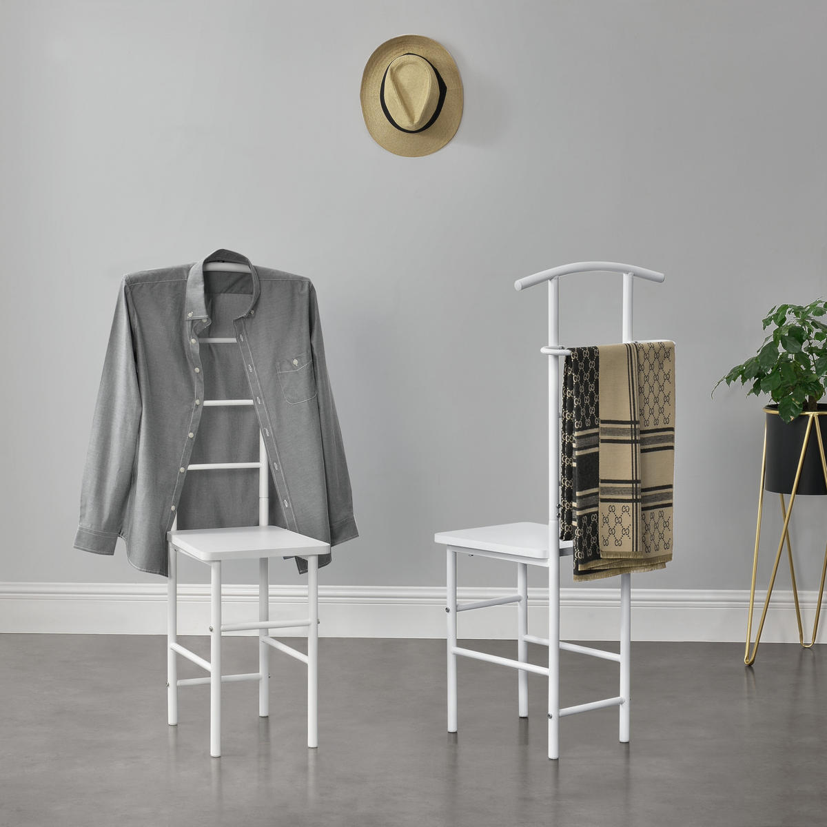 HERRENDIENER Anaheim - Weiß, Metall (45/107/45cm) - [en.casa]