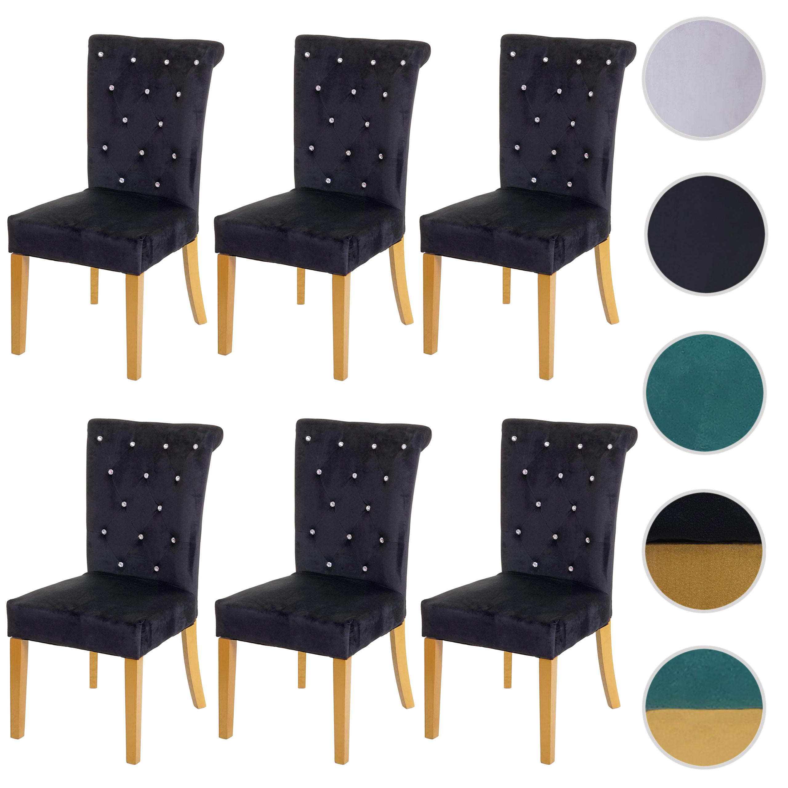 ESSZIMMERSTUHL Schwarz, Gold 6er-Set - Goldfarben/Schwarz, Textil (51/100/64cm) - MCW