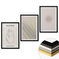 WANDBILDER 3er-Set - 40x60 cm Schwarzer Rahmen - Minimalistische Sandlinien Sonne - Schwarz, Kunststoff (40/60cm) - ArtPrintCave