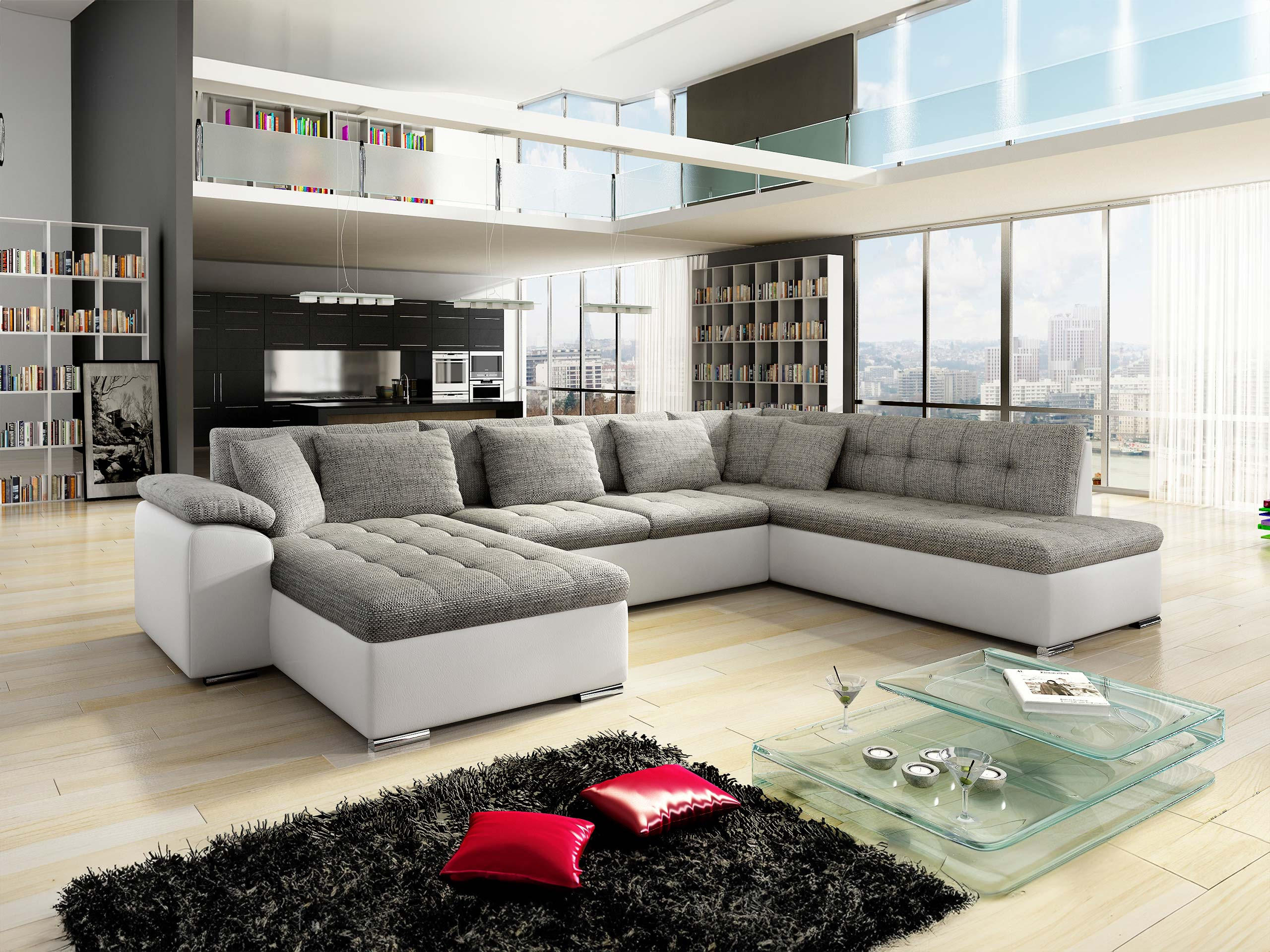 WOHNLANDSCHAFT Niko Bis, Seite: Links - Weiß, Holz/Textil (348/76/205cm) - MIRJAN24