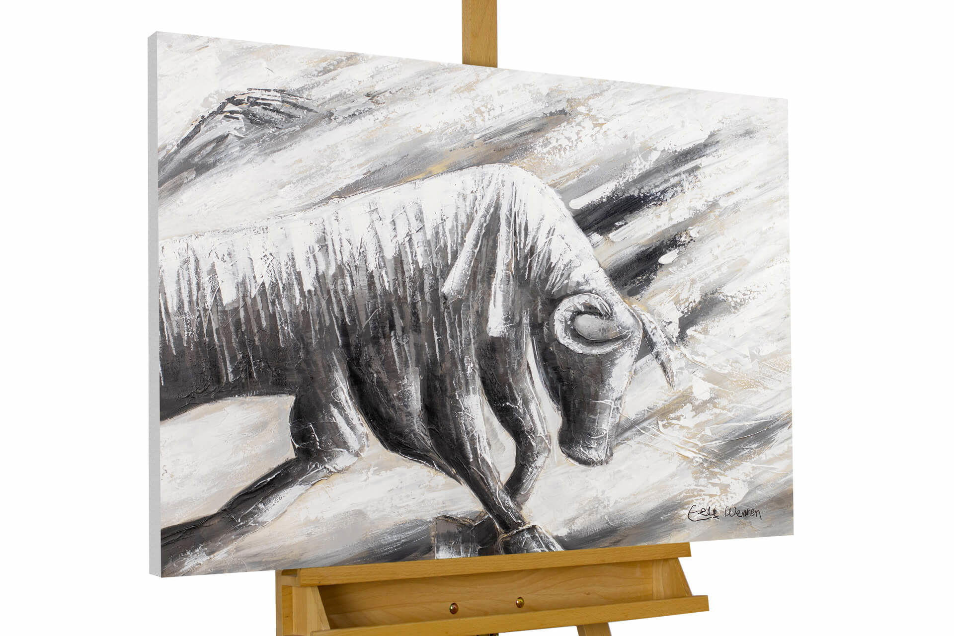 ACRYLBILD HANDGEMALT 100/75 cm - Schwarz/Grau, Holz/Textil (2.72/75cm) - KUNSTLOFT