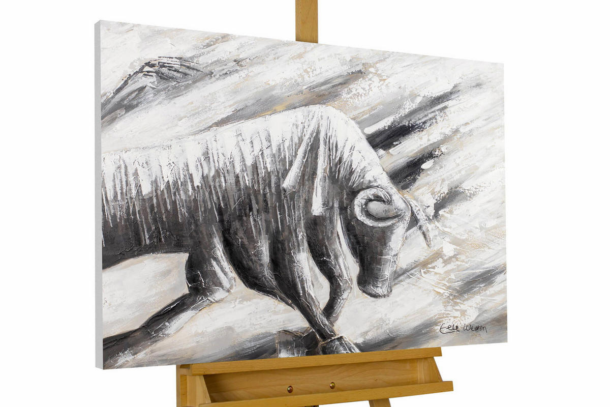 ACRYLBILD HANDGEMALT 100/75 cm - Schwarz/Grau, Holz/Textil (2.72/75cm) - KUNSTLOFT