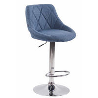 BARHOCKER Lazius, Gestell Metall in Chromoptik, Stoff Blau - Blau/Chromfarben, Textil/Metall (46/100/49cm) - TPFLiving