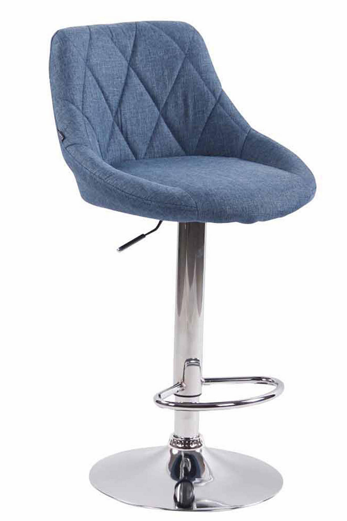 BARHOCKER Lazius, Gestell Metall in Chromoptik, Stoff Blau - Blau/Chromfarben, Textil/Metall (46/100/49cm) - TPFLiving