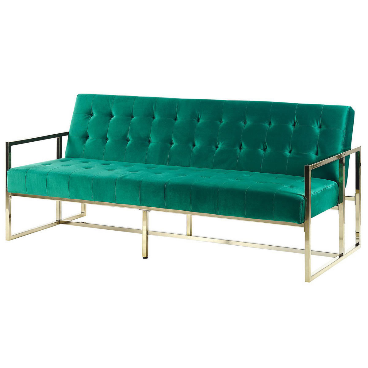 3-SITZER-SCHLAFSOFA Samtstoff Smaragdgrün Marstal - Hellgrün, Textil (187/83/78cm) - Beliani