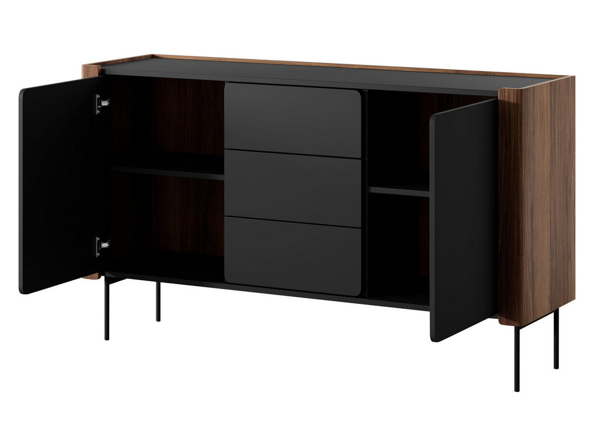 SIDEBOARD Wrap KSZ141 - Nussbaumfarben/Schwarz, Holzwerkstoff/Metall (142/83/40cm) - MIRJAN24
