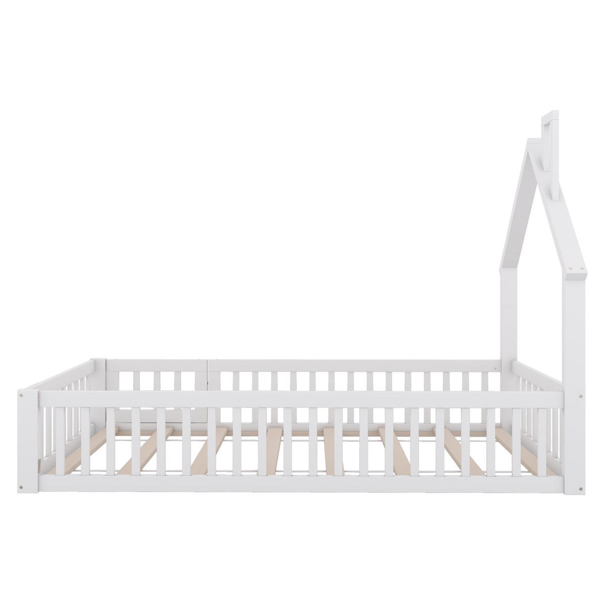 KINDEREINZELBETTEN aus Kiefernholz & MDF 90x200 cm in Weiß mit Lattenrost & Sicherheitsgitter - Weiß, Holz (90/200cm) - Modfu