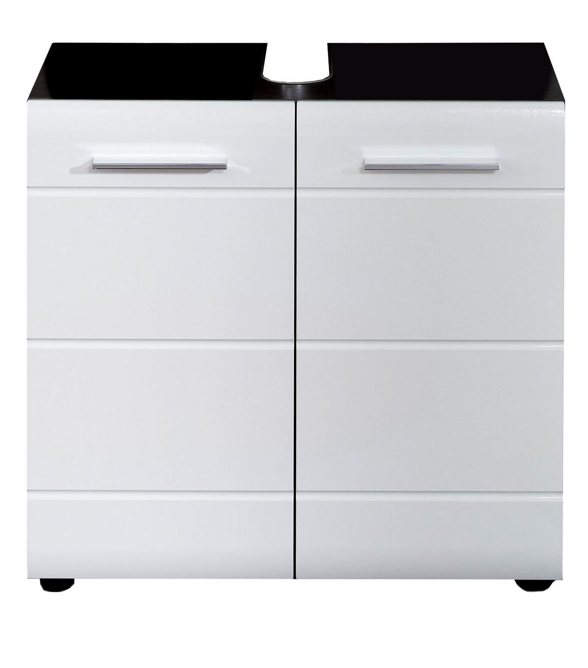 WASCHBECKENUNTERSCHRANK weiß Hochglanz, grau Badschrank 60 x 57 cm - Weiß Hochglanz/Silberfarben, Holzwerkstoff/Kunststoff (60/57/31cm) - Top.Furn