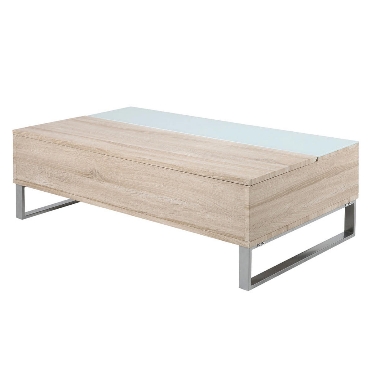 COUCHTISCH Kostrena in Sonoma Eiche 110/60 cm - Beige/Silberfarben, Holzwerkstoff/Metall (110/60/35cm) - Selsey