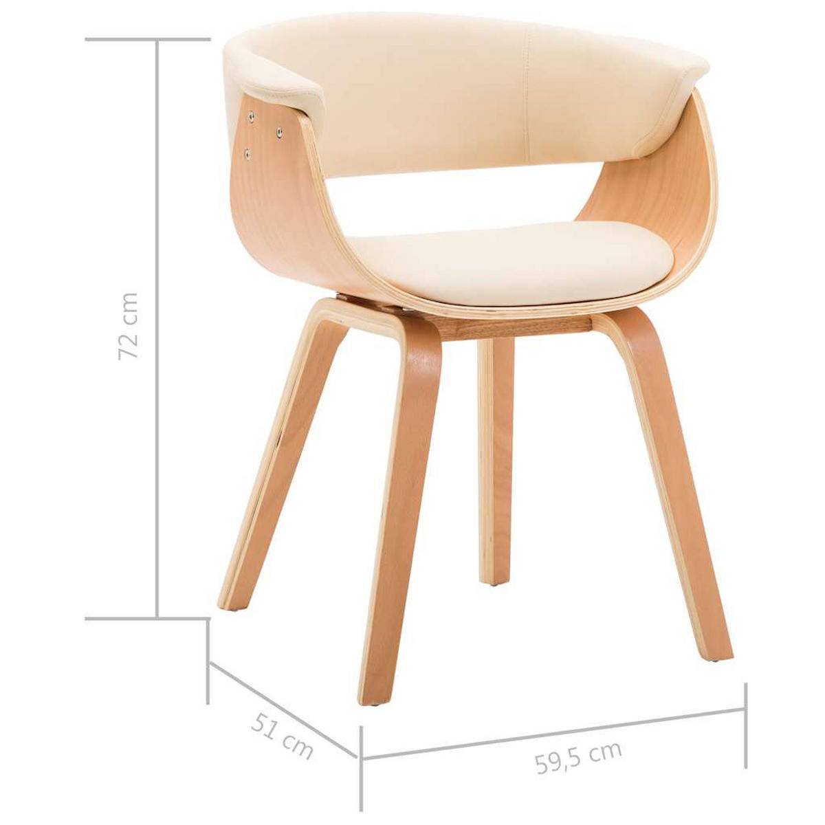 ESSZIMMERSTUHL Creme Bugholz Und Kunstleder - Creme, Leder (51/72/59.5cm) - vidaXL