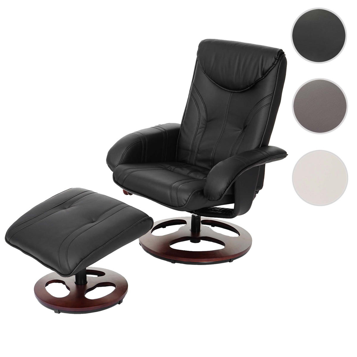 RELAXSESSEL MIT HOCKER Schwarz - Schwarz, Textil (77/105/68cm) - MCW