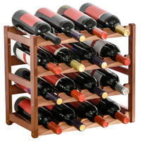 WEINREGAL, 4-stöckig, Bambusholz, 16 Flaschen, 75kg, braun, 43x23,5x38cm - Multicolor, Metall (43/38/23.5cm) - FORIOUS