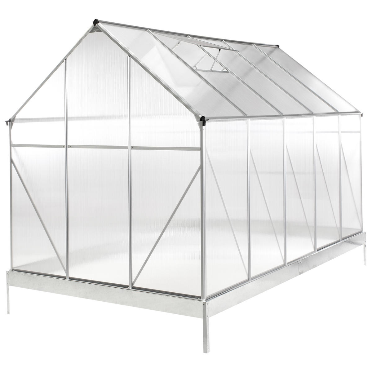 GEWÄCHSHAUS Silber 315 cm Apulia - Transparent/Silberfarben, Kunststoff (190/230/315cm) - Beliani