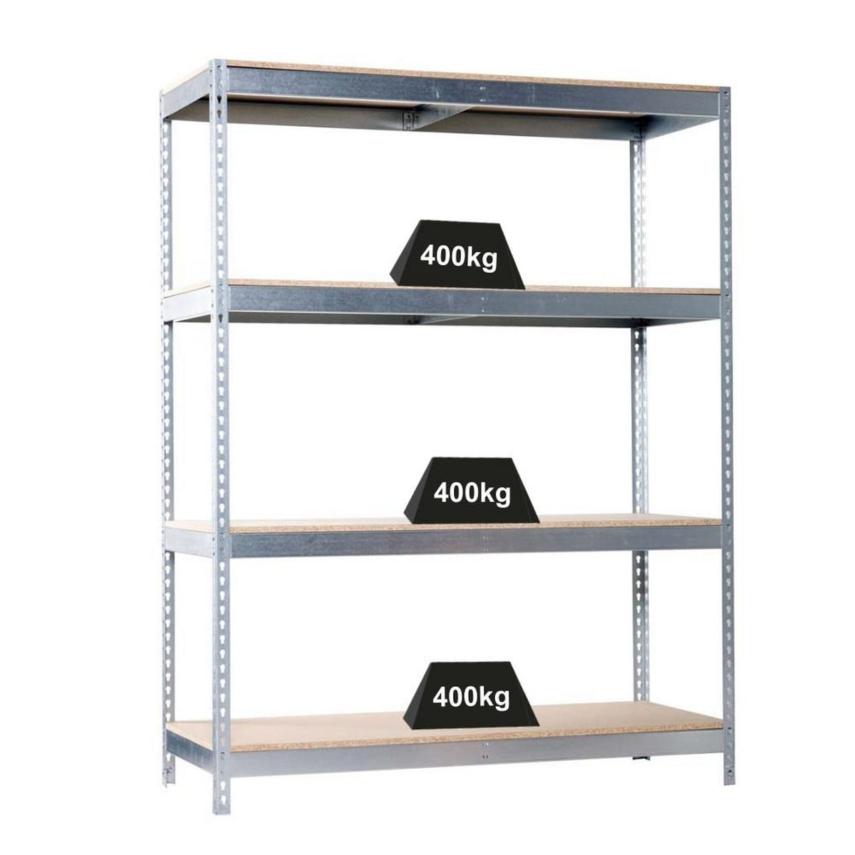 SCHWERLASTREGAL BIG WOOD YETI FOUR | HxBxT 200x180x45cm | Fachlast 400kg | Verzinkt - Silberfarben, Metall (180/200/45cm) - PROREGAL