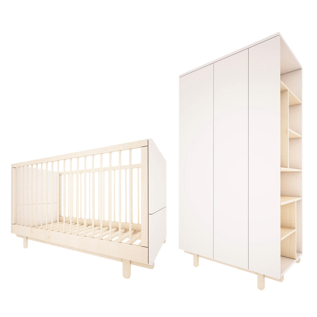 SOBA ZA BEBE 2-dijelniRomy Bijeli - bijela, drvni materijal (145/99/75cm) - Petits-meubles
