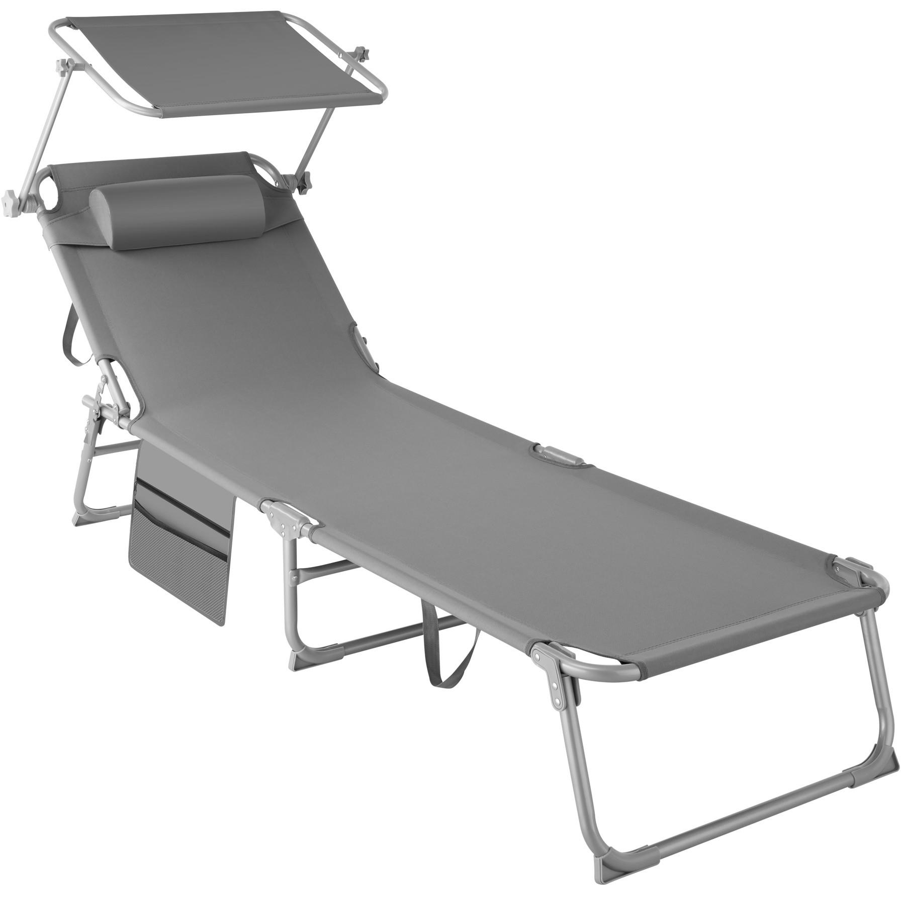 SONNENLIEGE Chloé,190 x 68 x 28 cm, mit Seitentasche,grau - Grau, Kunststoff (68/111/161cm) - tectake
