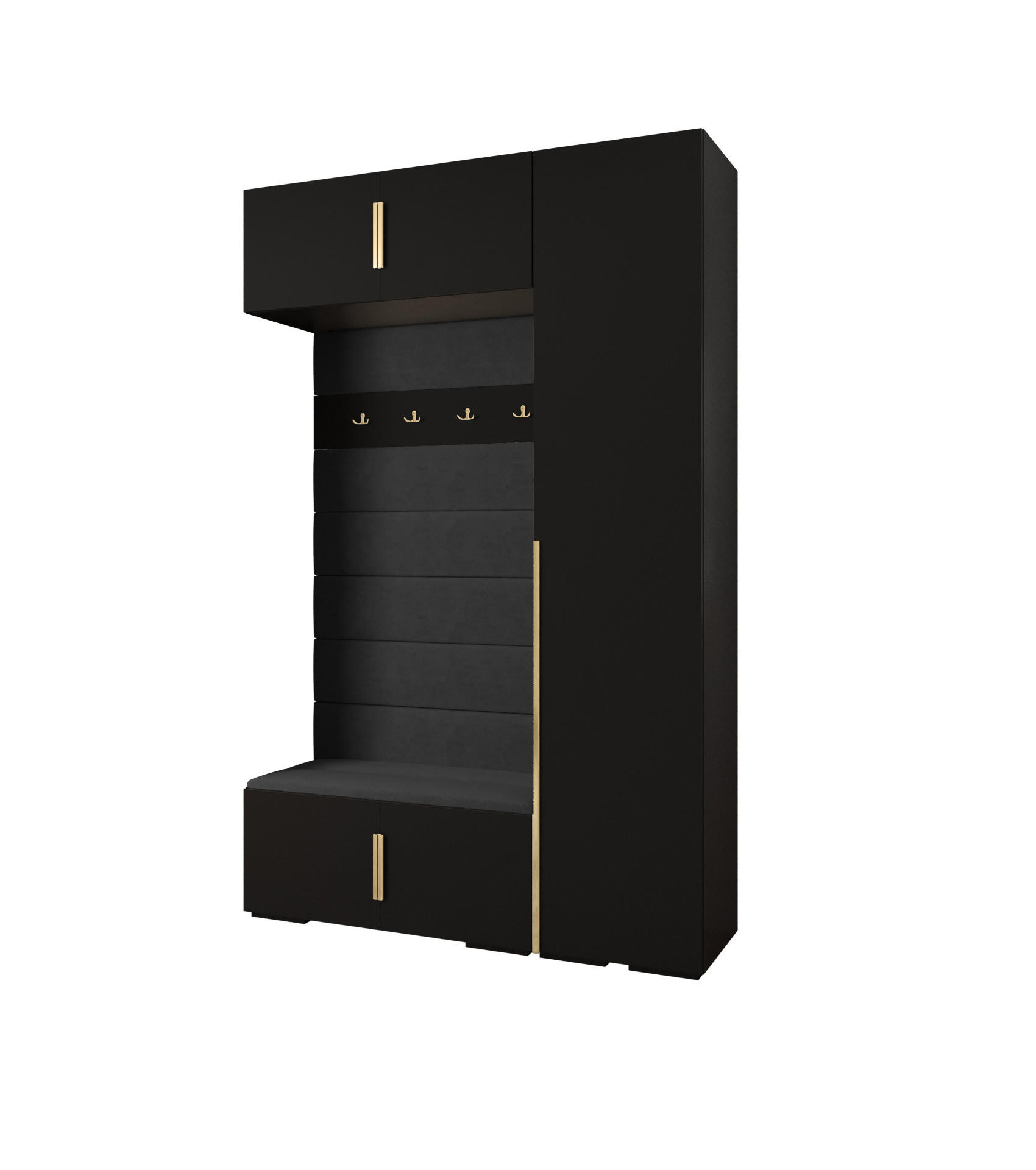 Abiks Möbel Garderoben-Set Schwarz, Schwarz, Gold 150x236.7x47 cm