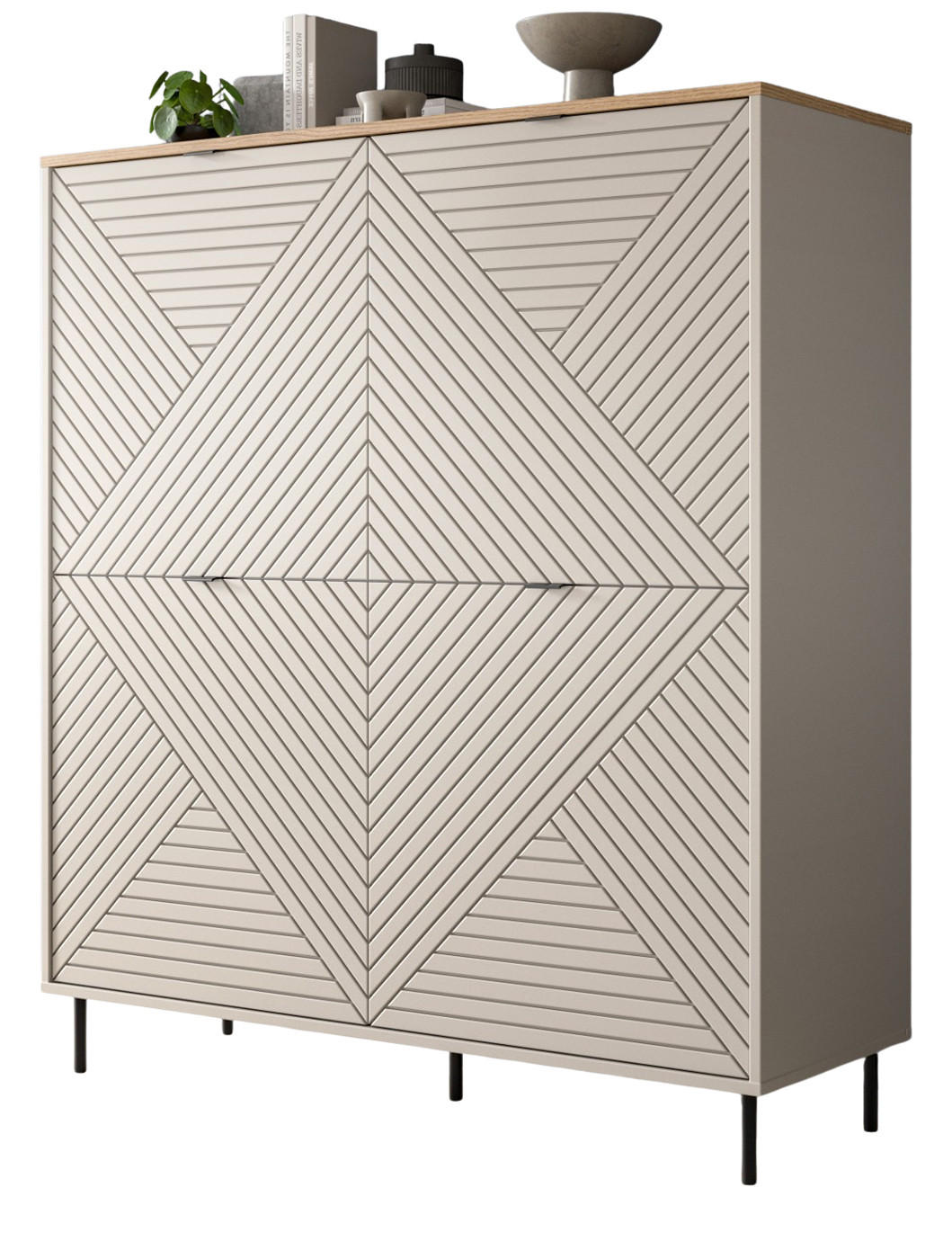 Inn.Furn Highboard Eiche, Kaschmir 124x135x40 cm