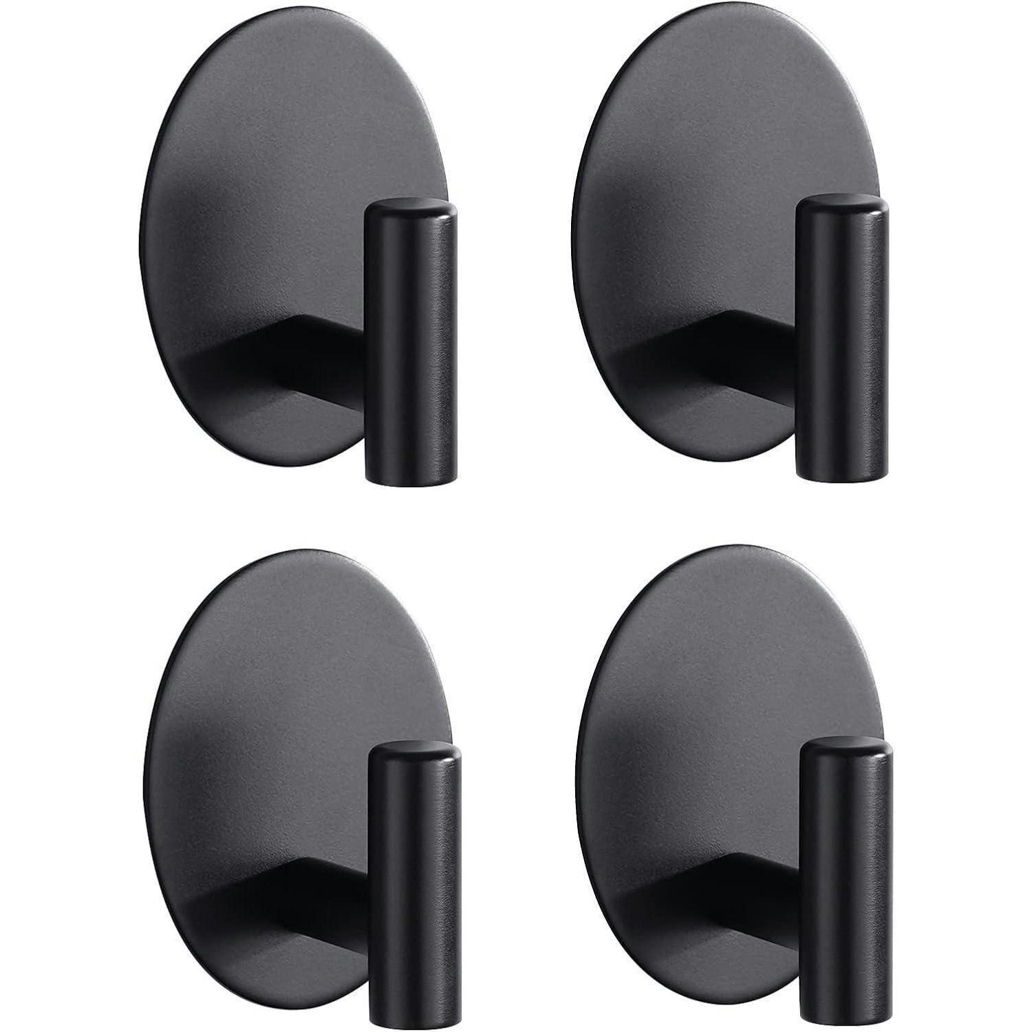 HAKEN 4-teiliges Set Selbstklebend Schwarz - Schwarz, Metall (7.8/5.4/10.8cm)