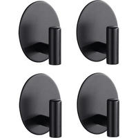 HAKEN 4-teiliges Set Selbstklebend Schwarz - Schwarz, Metall (7.8/5.4/10.8cm)